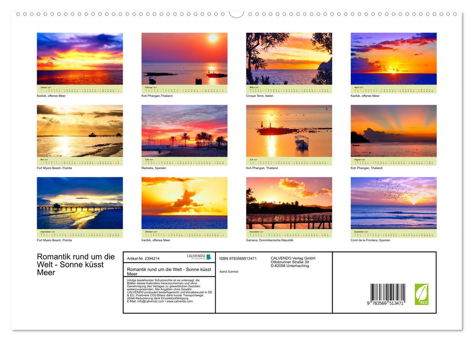 Romantik rund um die Welt - Sonne küsst Meer (CALVENDO Premium Wandkalender 2027)
