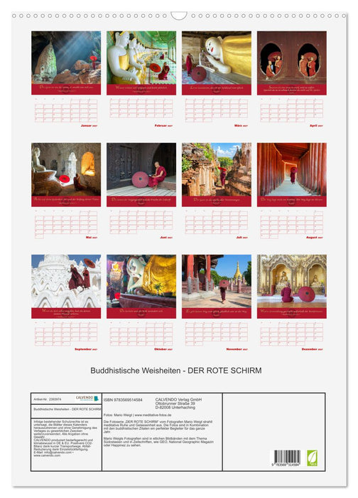 Buddhistische Weisheiten - DER ROTE SCHIRM (CALVENDO Wandkalender 2027)