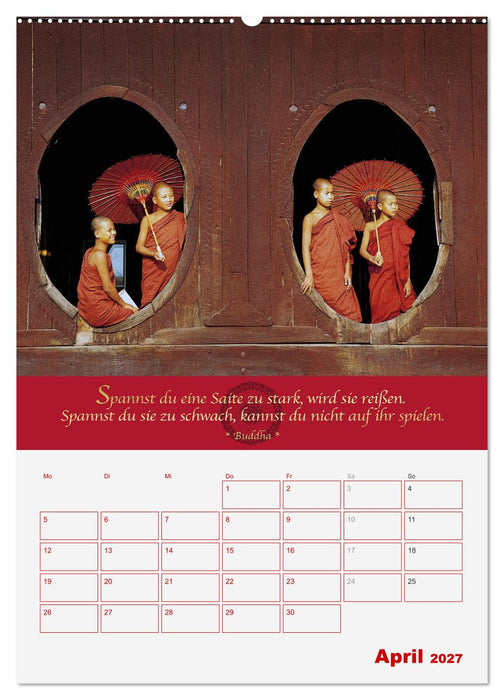 Buddhistische Weisheiten - DER ROTE SCHIRM (CALVENDO Wandkalender 2027)
