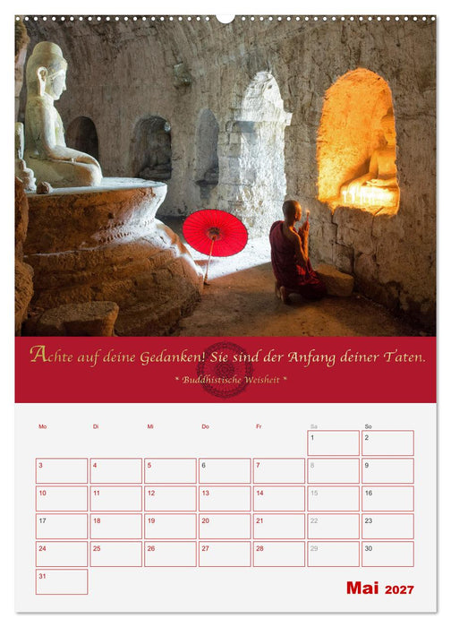 Buddhistische Weisheiten - DER ROTE SCHIRM (CALVENDO Wandkalender 2027)