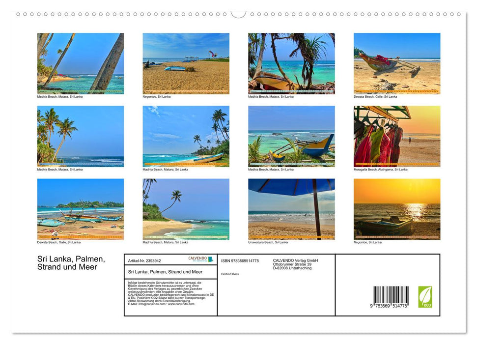 Sri Lanka, Palmen, Strand und Meer (CALVENDO Wandkalender 2027)