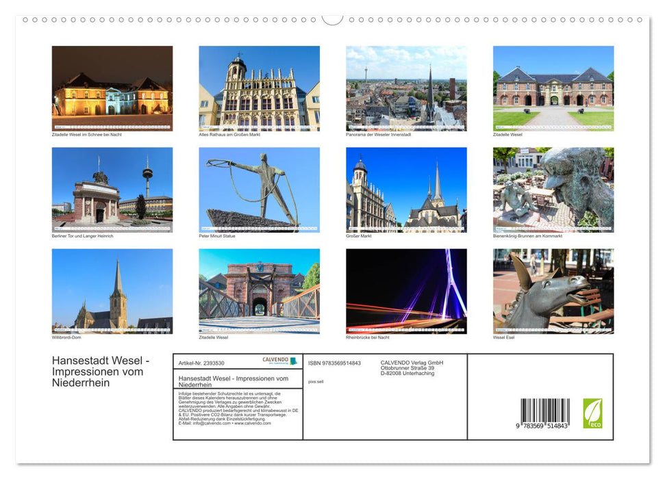 Hansestadt Wesel - Impressionen vom Niederrhein (CALVENDO Wandkalender 2027)