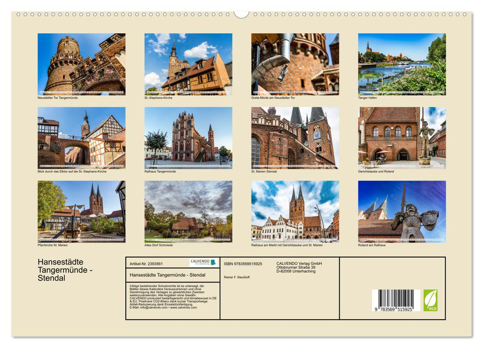 Hansestädte Tangermünde - Stendal (CALVENDO Premium Wandkalender 2027)