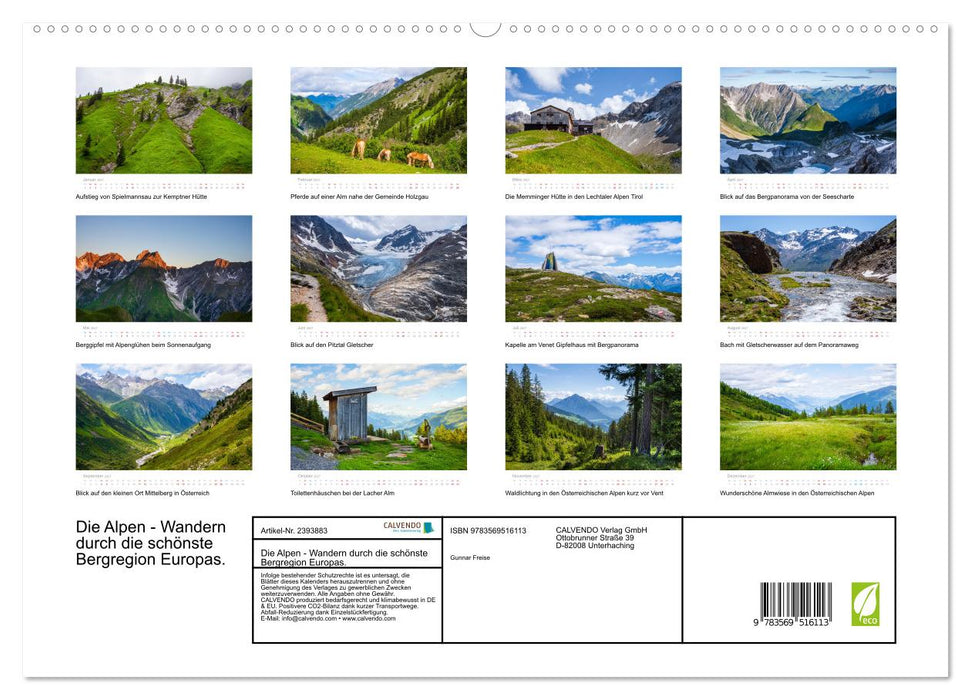 Die Alpen - Wandern durch die schönste Bergregion Europas. (CALVENDO Wandkalender 2027)