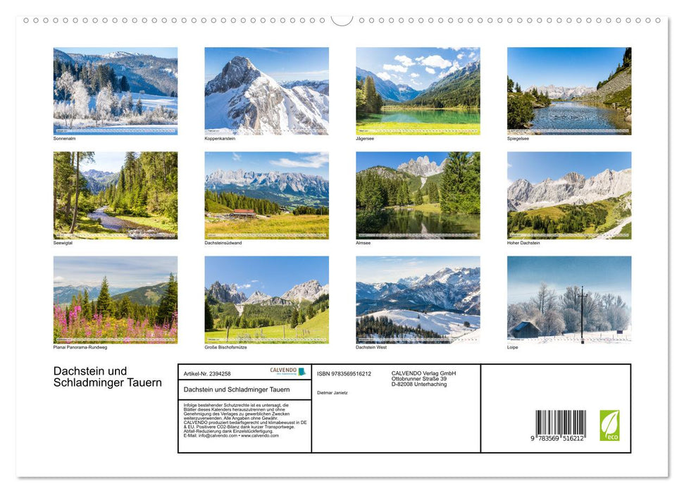 Dachstein und Schladminger Tauern (CALVENDO Premium Wandkalender 2027)