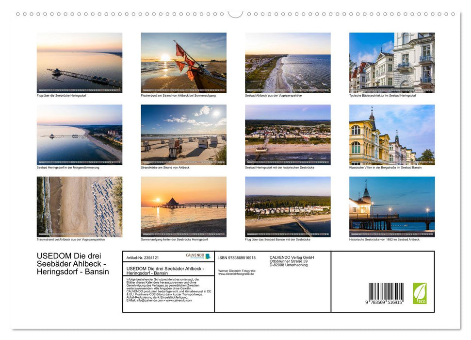 USEDOM Die drei Seebäder Ahlbeck - Heringsdorf - Bansin (CALVENDO Wandkalender 2027)