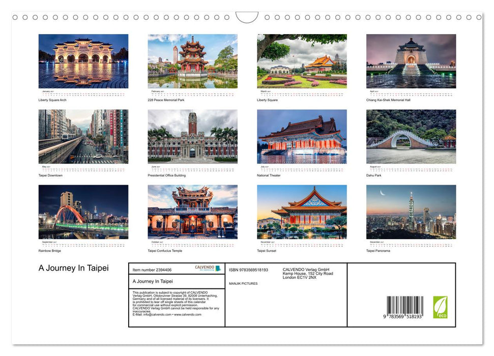 A Journey In Taipei (CALVENDO Monthly Calendar 2027)