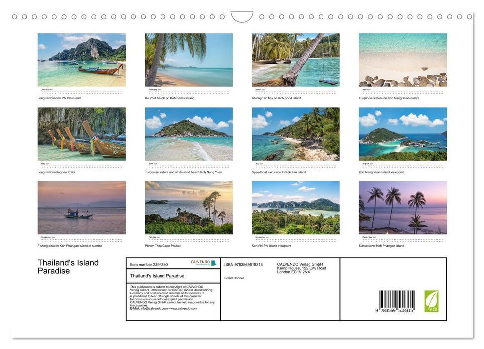 Thailand's Island Paradise (CALVENDO Monthly Calendar 2027)