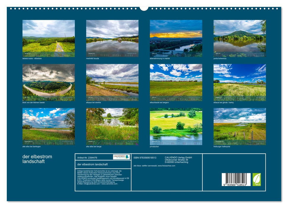 der elbestrom landschaft (CALVENDO Wandkalender 2027)