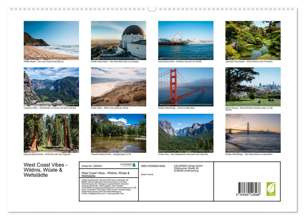 West Coast Vibes - Wildnis, Wüste & Weltstädte (CALVENDO Premium Wandkalender 2027)