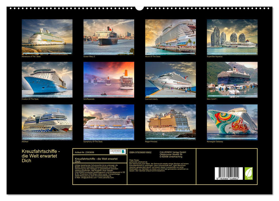 Kreuzfahrtschiffe - die Welt erwartet Dich (CALVENDO Wandkalender 2027)