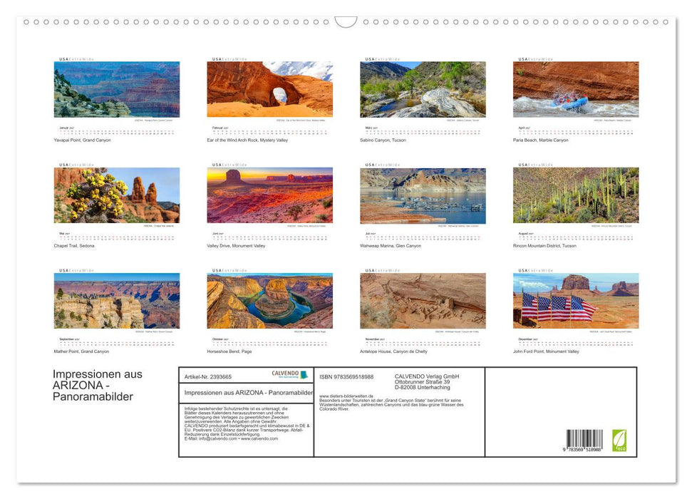 Impressionen aus ARIZONA - Panoramabilder (CALVENDO Wandkalender 2027)
