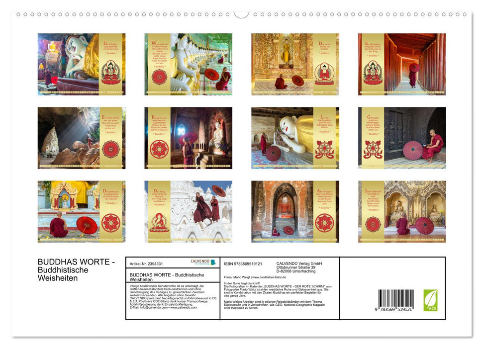 BUDDHAS WORTE - Buddhistische Weisheiten (CALVENDO Premium Wandkalender 2027)