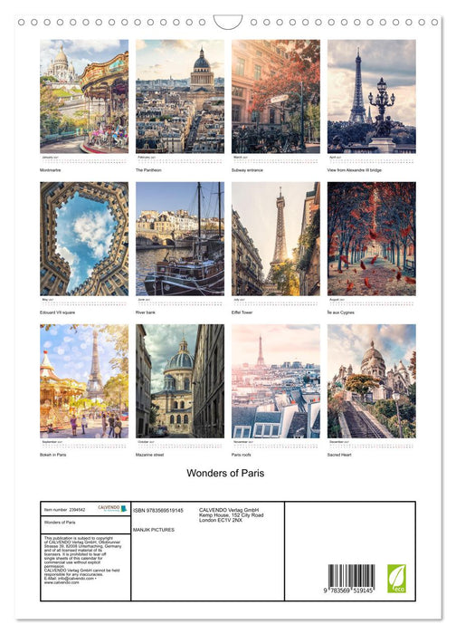 Wonders of Paris (CALVENDO Monthly Calendar 2027)