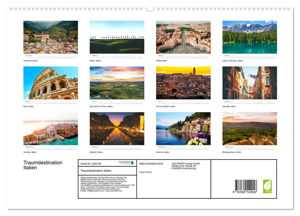 Traumdestination Italien (CALVENDO Premium Wandkalender 2027)