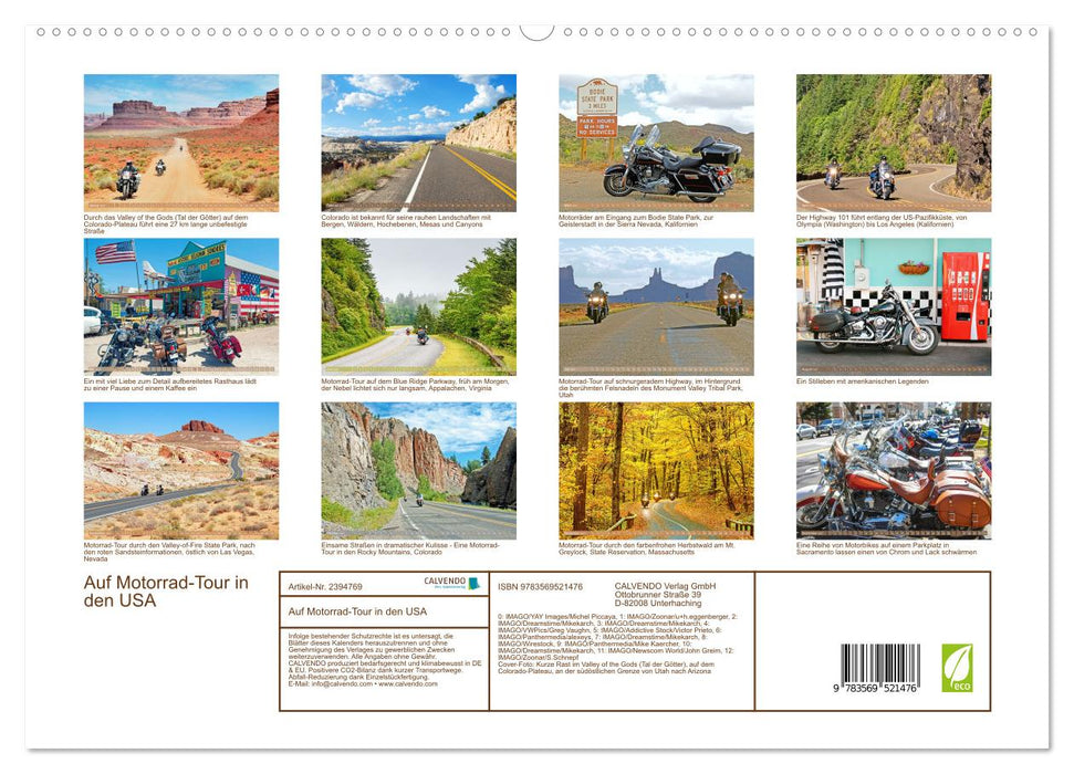 Auf Motorrad-Tour in den USA (CALVENDO Premium Wandkalender 2027)