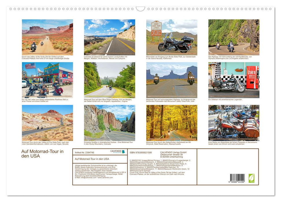 Auf Motorrad-Tour in den USA (CALVENDO Wandkalender 2027)
