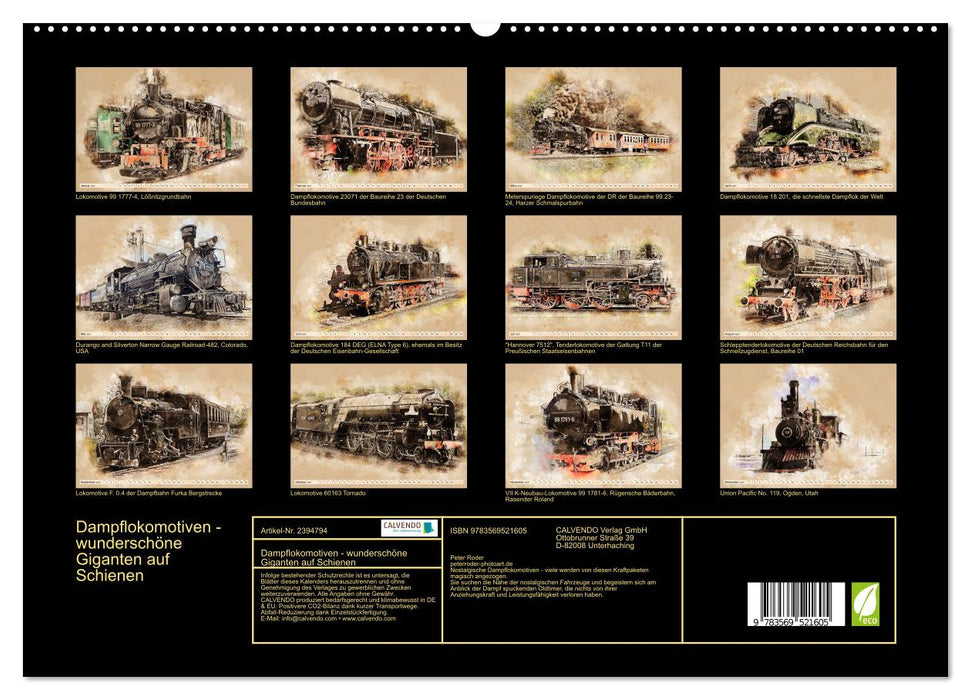 Dampflokomotiven - wunderschöne Giganten auf Schienen (CALVENDO Wandkalender 2027)