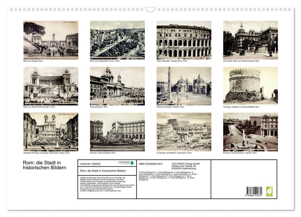 Rom: die Stadt in historischen Bildern (CALVENDO Wandkalender 2027)
