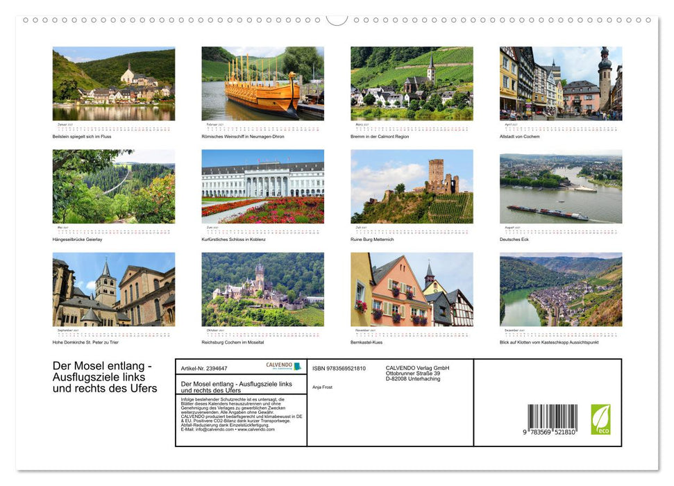Der Mosel entlang - Ausflugsziele links und rechts des Ufers (CALVENDO Premium Wandkalender 2027)