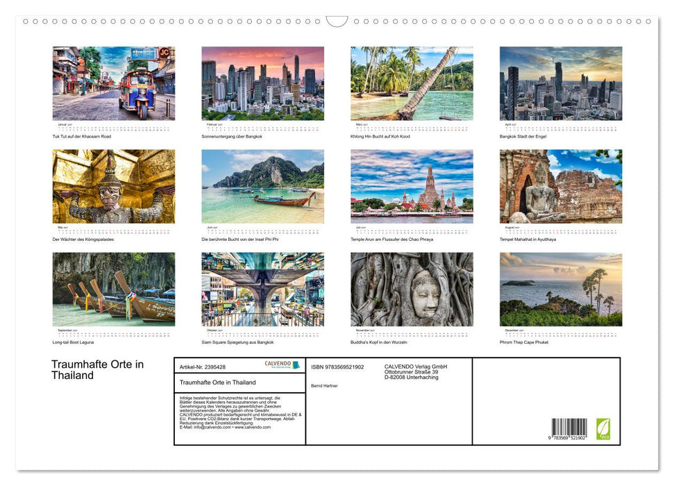Traumhafte Orte in Thailand (CALVENDO Wandkalender 2027)
