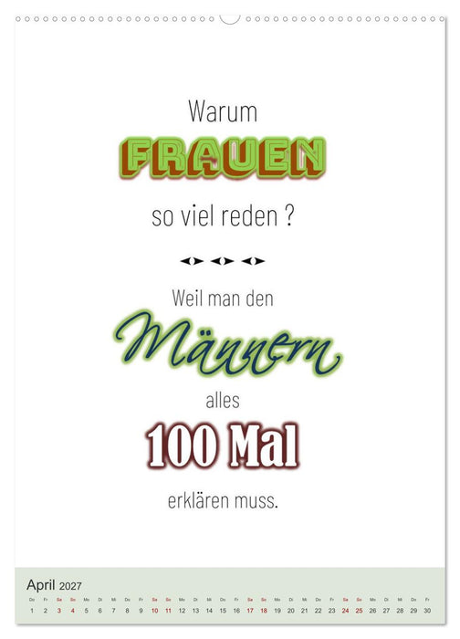 Was Mann über Frau wissen sollte und umgekehrt... (CALVENDO Wandkalender 2027)
