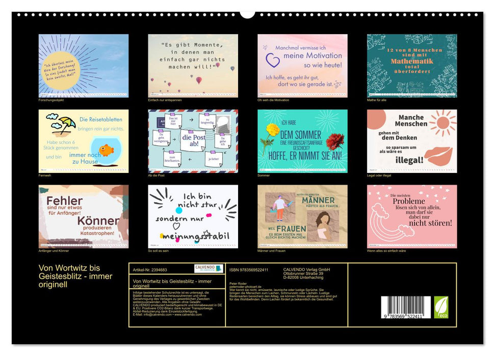 Von Wortwitz bis Geistesblitz - immer originell (CALVENDO Wandkalender 2027)