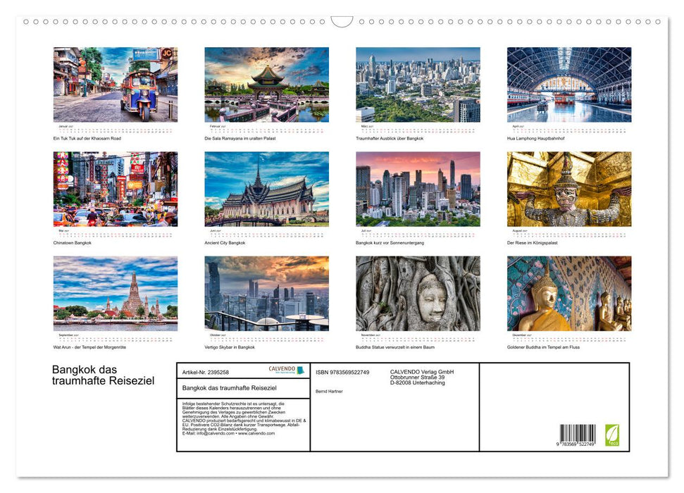 Bangkok das traumhafte Reiseziel (CALVENDO Wandkalender 2027)