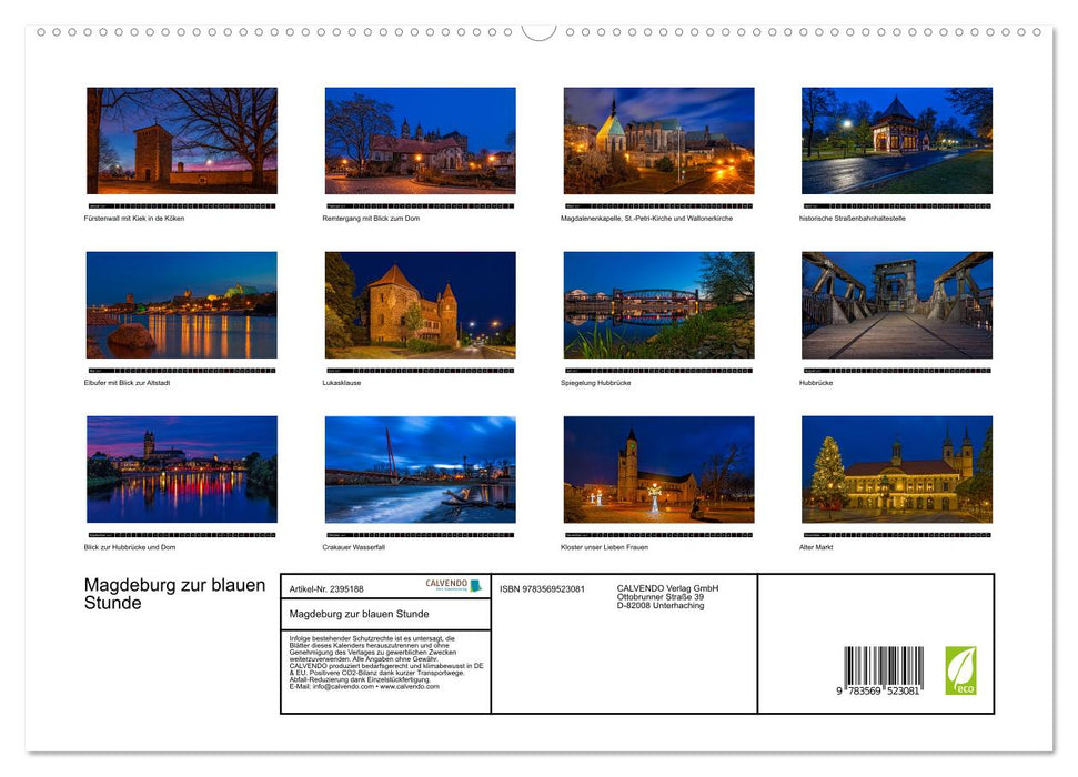 Magdeburg zur blauen Stunde (CALVENDO Wandkalender 2027)