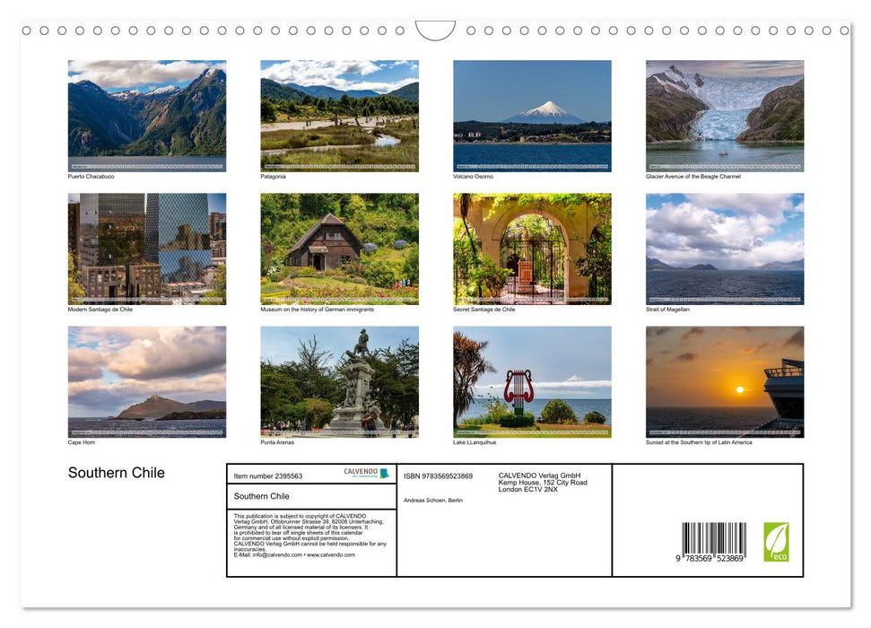 Southern Chile (CALVENDO Monthly Calendar 2027)