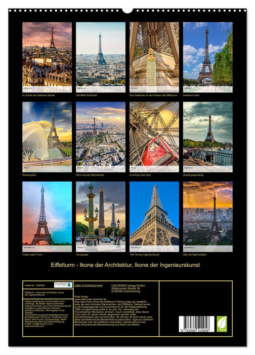 Eiffelturm - Ikone der Architektur, Ikone der Ingenieurskunst (CALVENDO Wandkalender 2027)