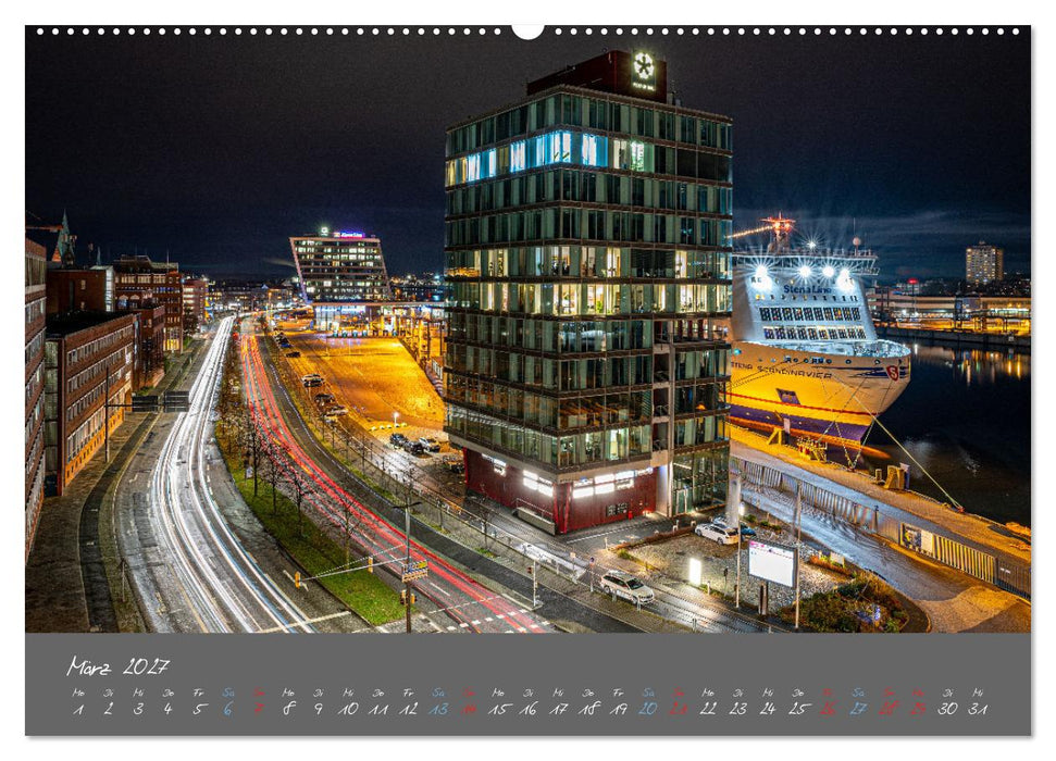 So schön ist Kiel im Dunkeln (CALVENDO Wandkalender 2027)
