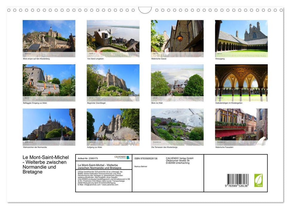 Le Mont-Saint-Michel - Welterbe zwischen Normandie und Bretagne (CALVENDO Wandkalender 2027)