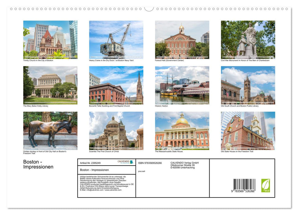 Boston - Impressionen (CALVENDO Premium Wandkalender 2027)