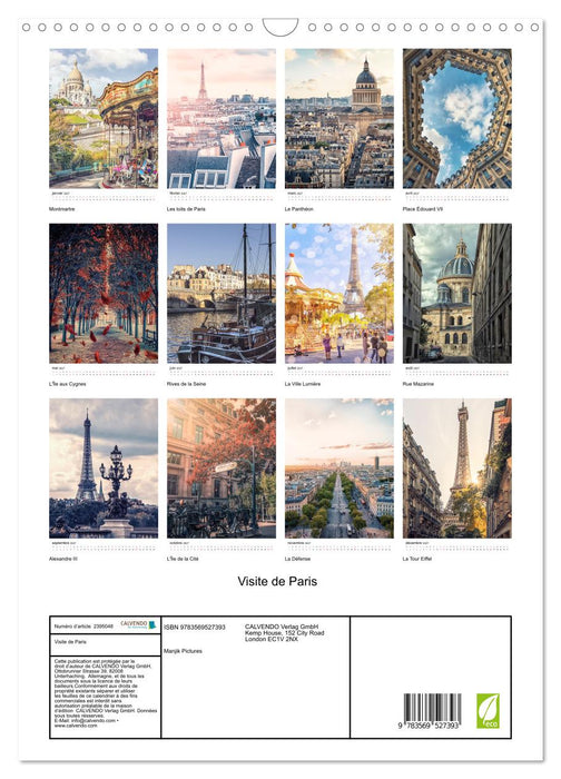 Visite de Paris (CALVENDO Calendrier mensuel 2027)