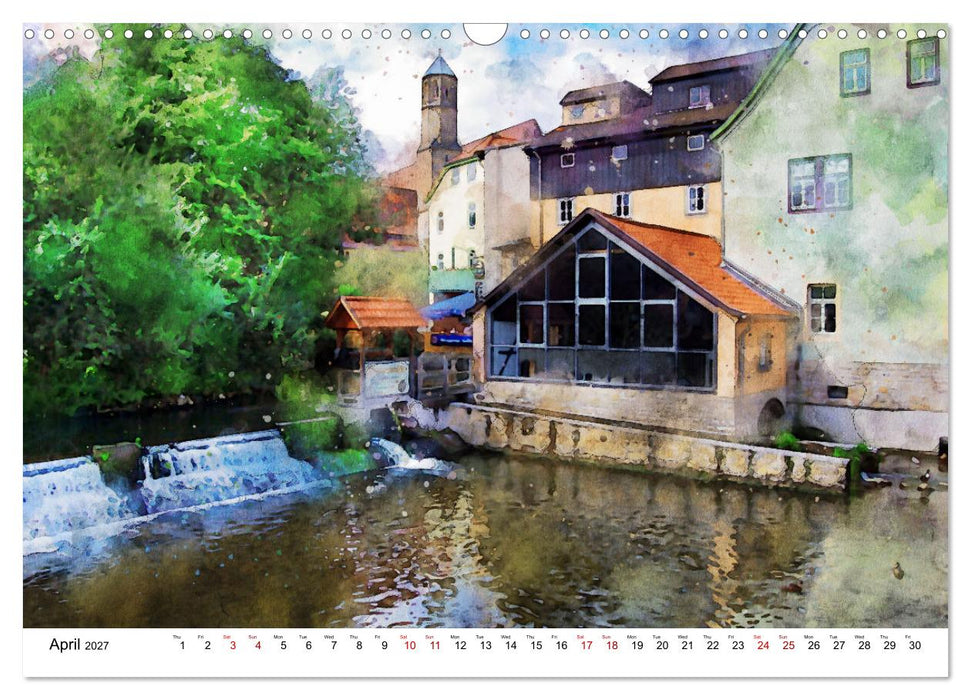 Erfurt - City views in watercolors (CALVENDO Monthly Calendar 2027)
