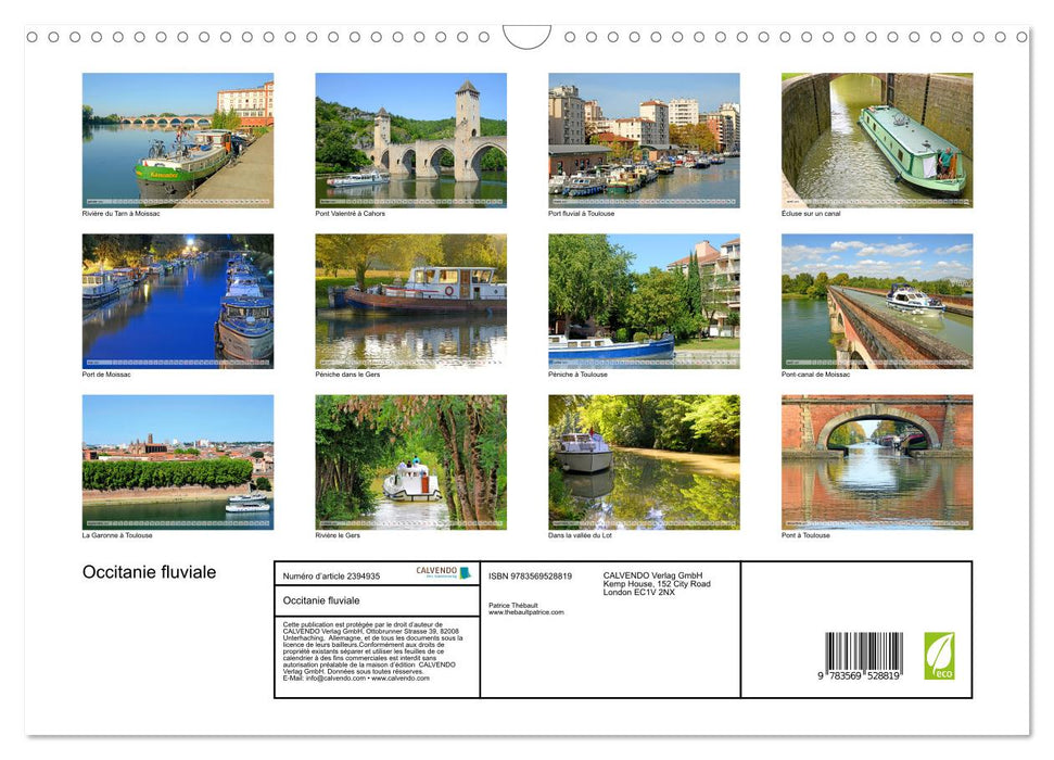 Occitanie fluviale (CALVENDO Calendrier mensuel 2027)