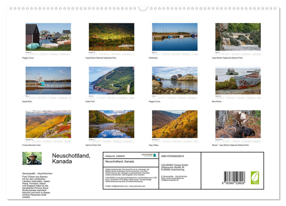 Neuschottland, Kanada (CALVENDO Wandkalender 2027)