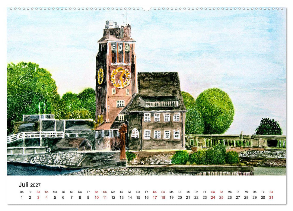 Hamburg in stillen Aquarellen (CALVENDO Premium Wandkalender 2027)