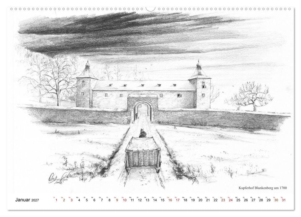 ZeitZeichnen - Stolberg vor unserer Zeit (CALVENDO Premium Wandkalender 2027)
