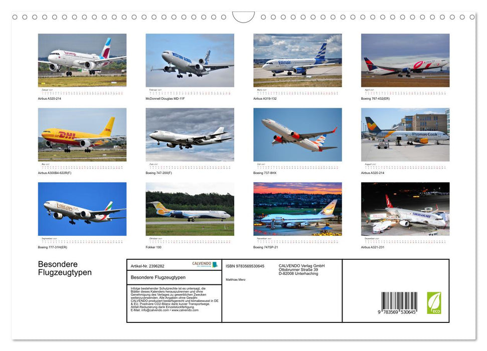 Besondere Flugzeugtypen (CALVENDO Wandkalender 2027)