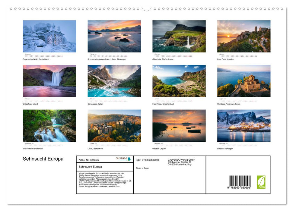 Sehnsucht Europa (CALVENDO Wandkalender 2027)