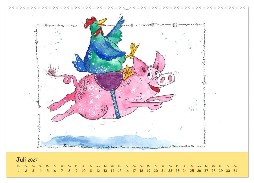 Kunterbunte Hühnerwelt (CALVENDO Premium Wandkalender 2027)