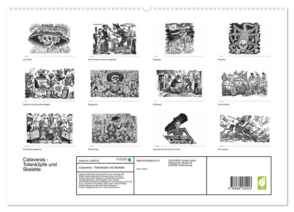 Calaveras - Totenköpfe und Skelette (CALVENDO Premium Wandkalender 2027)