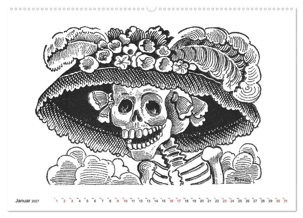 Calaveras - Totenköpfe und Skelette (CALVENDO Premium Wandkalender 2027)