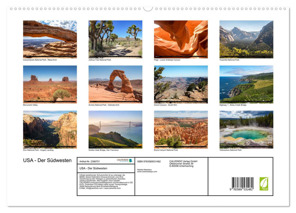 USA - Der Südwesten (CALVENDO Premium Wandkalender 2027)