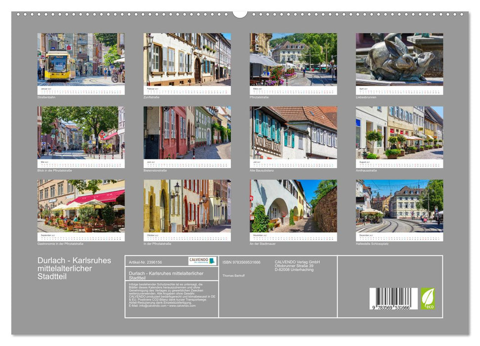 Durlach - Karlsruhes mittelalterlicher Stadtteil (CALVENDO Wandkalender 2027)