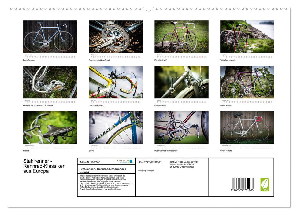 Stahlrenner - Rennrad-Klassiker aus Europa (CALVENDO Premium Wandkalender 2027)