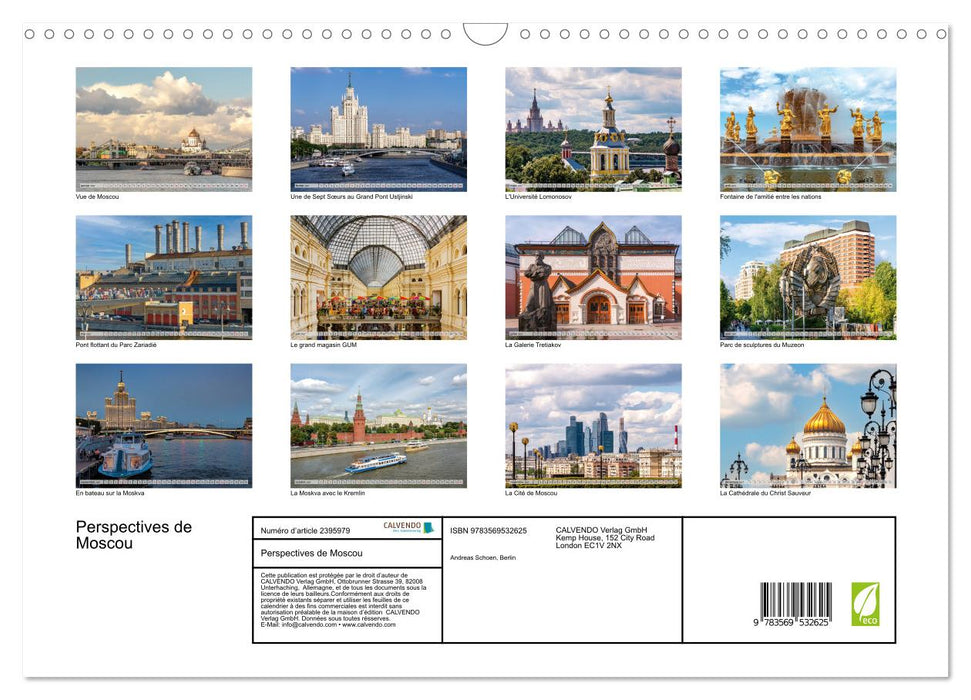 Perspectives de Moscou (CALVENDO Calendrier mensuel 2027)