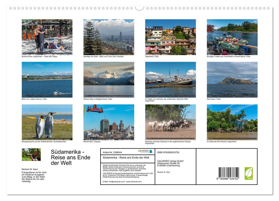 Südamerika - Reise ans Ende der Welt (CALVENDO Wandkalender 2027)